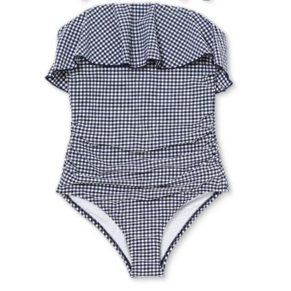 Kona Sol Navy/White Checked One Piece Swimsuit Size 16 NWT - Picture 3 of 5